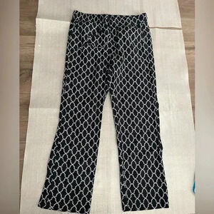 [M]Ann  Taylor Factory Geo Pattern Linen Blend Blue Jumpsuit drawstring